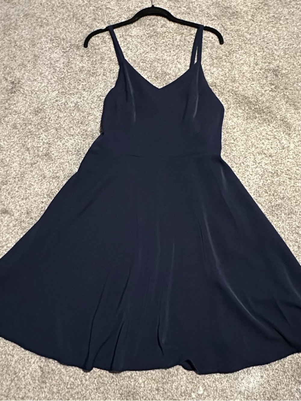Amazon Navy V-Neck Midi Spaghetti-Strap A-Line Dress